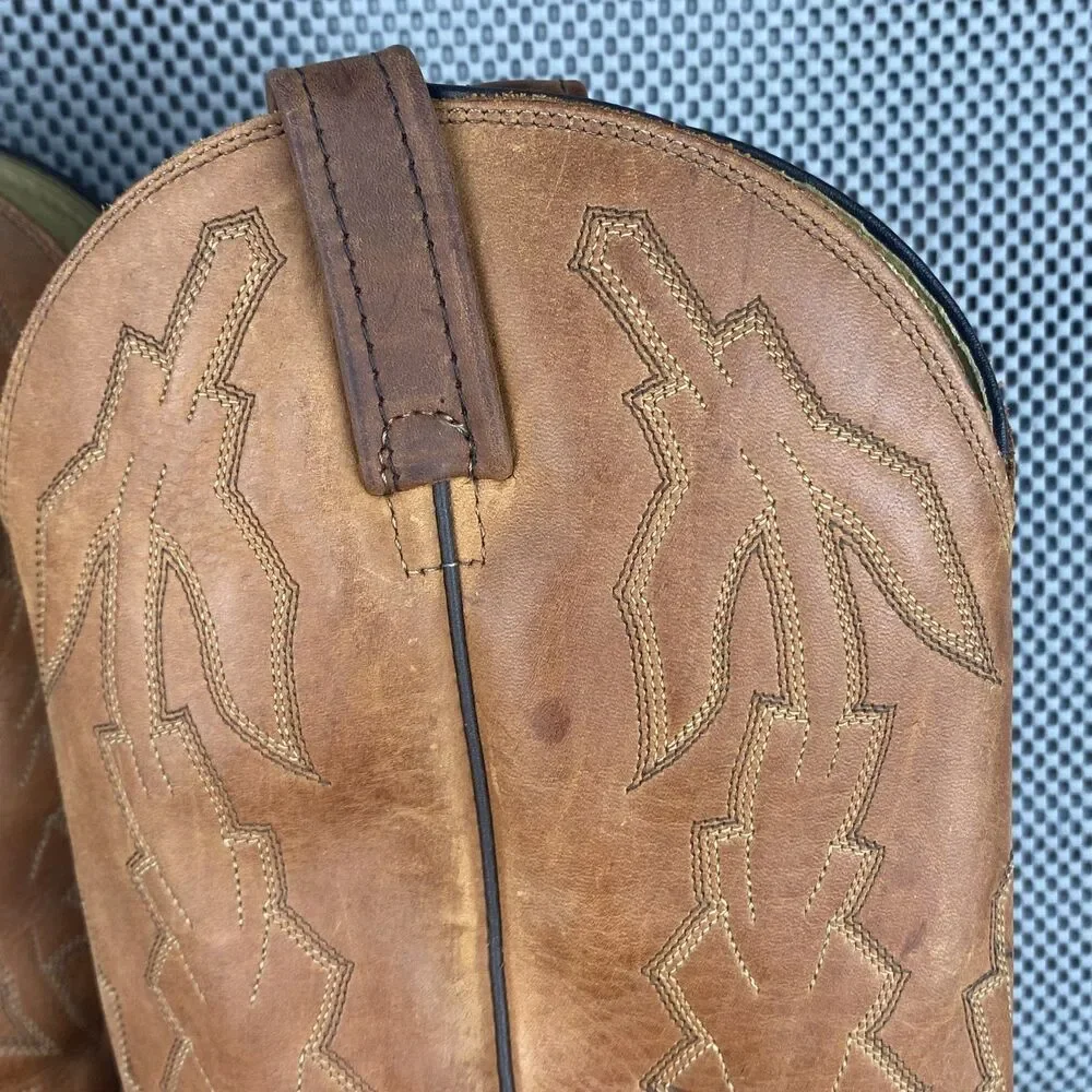 Dan Post Cowboy Boots Mens 9.5 EW Brown Leather Western Embroidered Pull On